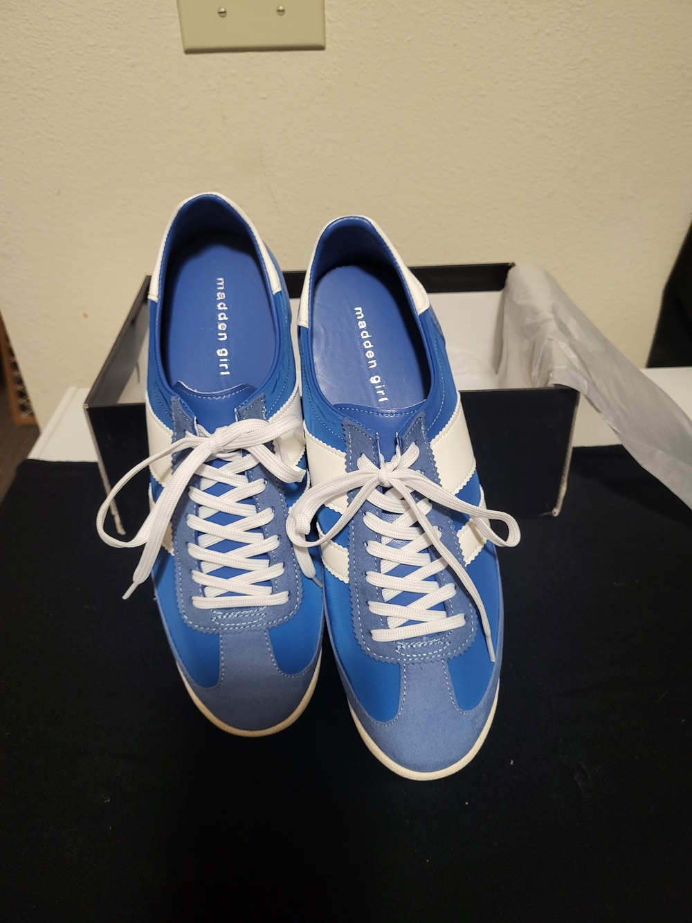 Madden Girl Blue and White Retro Athletic Sneakers